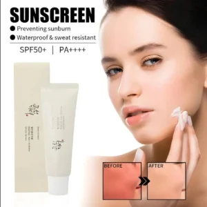 کرم ضد آفتاب بی رنگ spf50 مدل برنج بیوتی آف کره برای پوستهای حساس آکوا فرش اورجینال وستا دارو