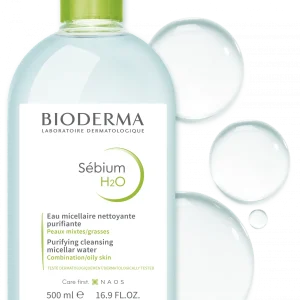 محلول پاک کننده بایودرما Sebium H2O 500ml مناسب پوست چرب و مختلط