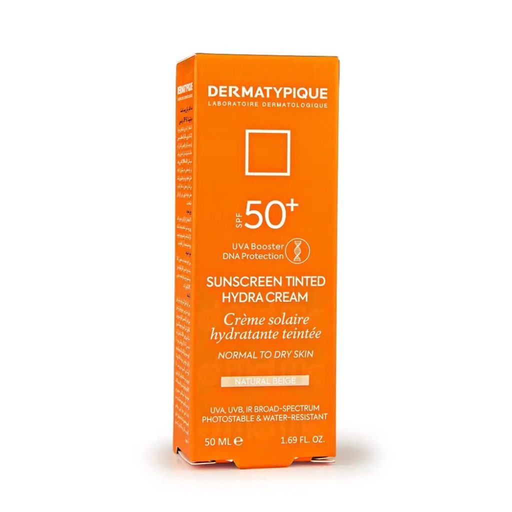 کرم ضدآفتاب رنگی هیدرا درماتیپیک بژ طبیعی SPF50+ حجم ۵۰ میلی‌لیتر