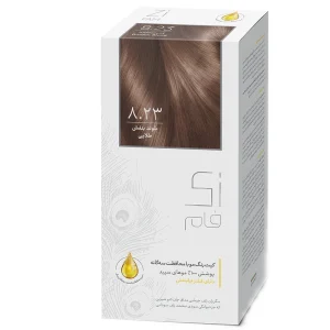 کیت رنگ موی دائم زی فام شماره ۸.۲۳ | بلوند بنفش طلایی با پوشش کامل سفیدی | Zi Fam Hair Color