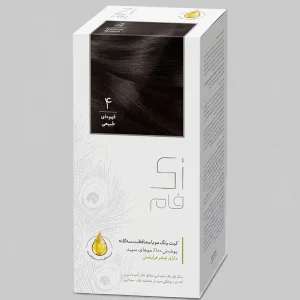 کیت رنگ موی دائم زی فام شماره ۴ | قهوه‌ای طبیعی با پوشش کامل سفیدی | Zi Fam Hair Color